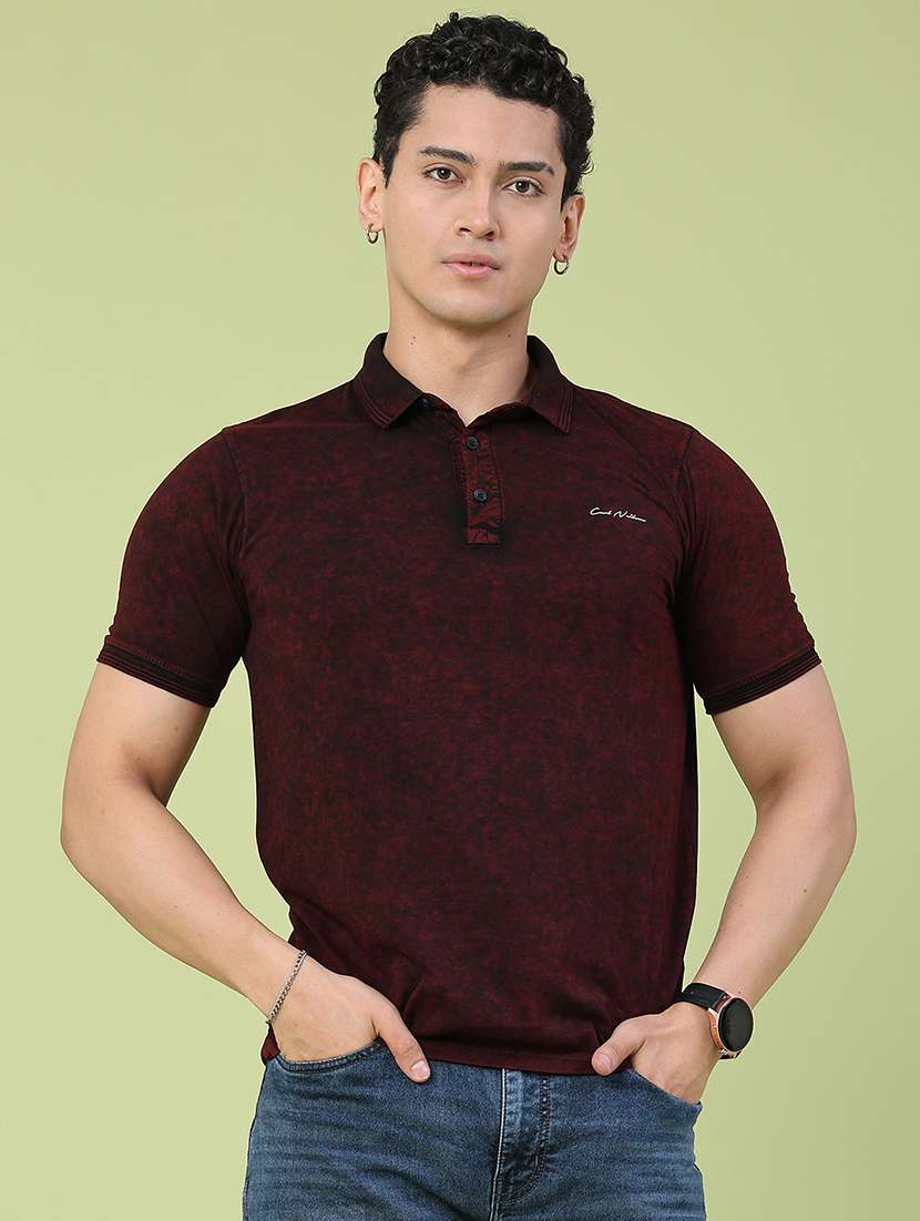 men tie & dye short sleeve slim fit polo t-shirt - 22510276 -  Standard Image - 2