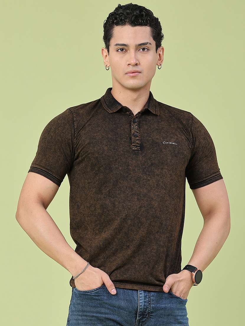 men self design short sleeve slim fit polo t-shirt - 22510390 -  Standard Image - 2