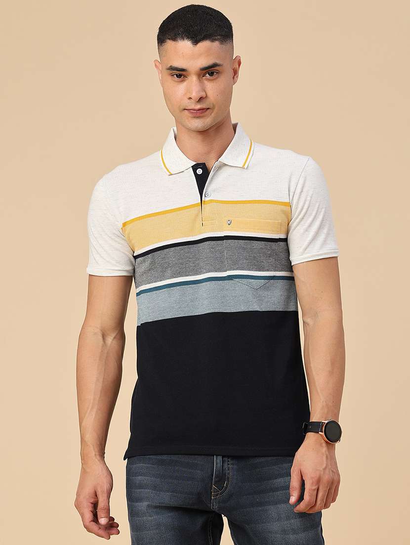 Men Striped Short Sleeve Slim Fit Polo T-shirt - 22510638 -  Standard Image - 2