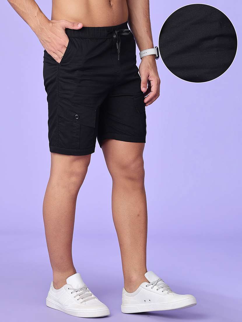 men solid mid rise regular fit cargo shorts - 22510654 -  Standard Image - 2