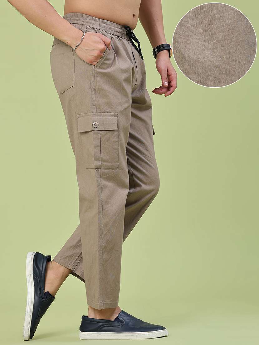 men solid mid rise regular fit cargo  - 22510660 -  Standard Image - 2