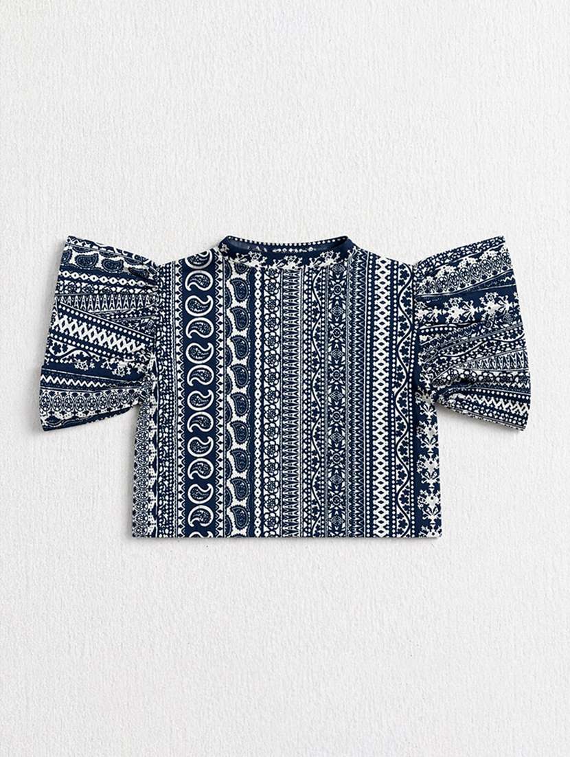 girls printed short sleeves shirt and trouser co-ord set - 22511071 -  Standard Image - 2