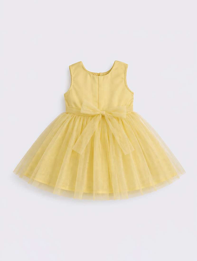girls solid with work sleeveless frock - 22511134 -  Standard Image - 2