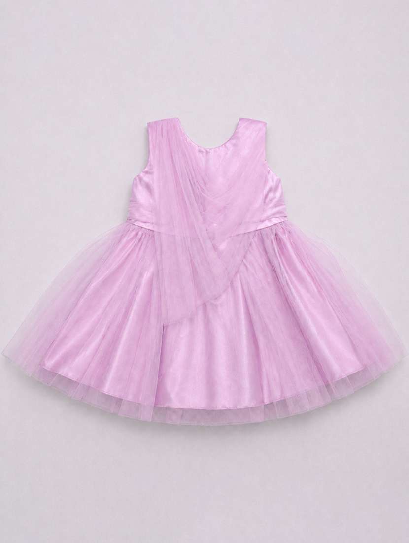 girls solid applique detailed sleeveless frock - 22511135 -  Standard Image - 2