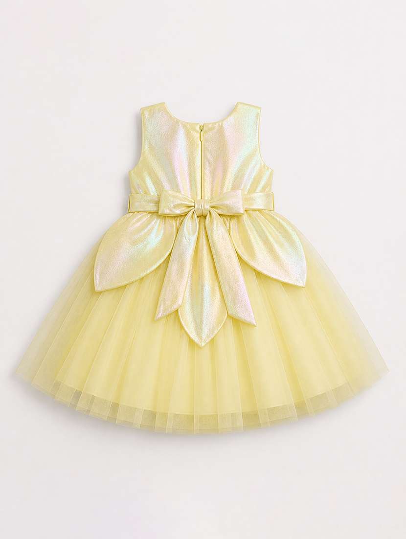 girls solid applique detailed sleeveless frock - 22511138 -  Standard Image - 2