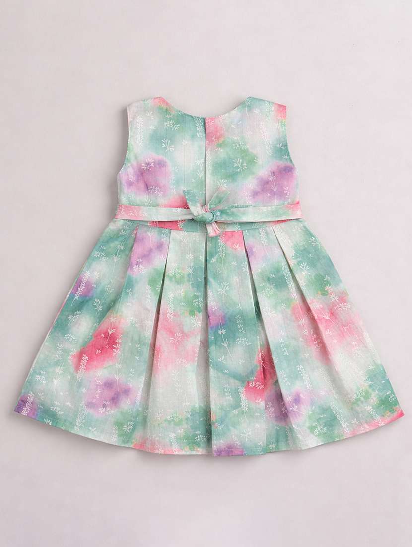 girls printed sleeveless peter pan collared frock - 22511200 -  Standard Image - 2
