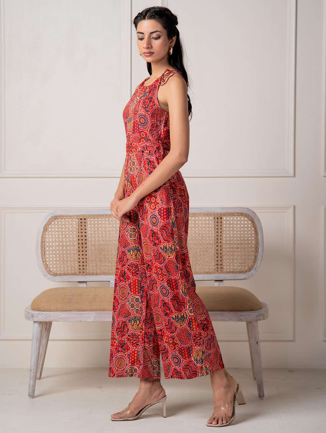 women printed halter neck full leg jumpsuit - 22511295 -  Standard Image - 2
