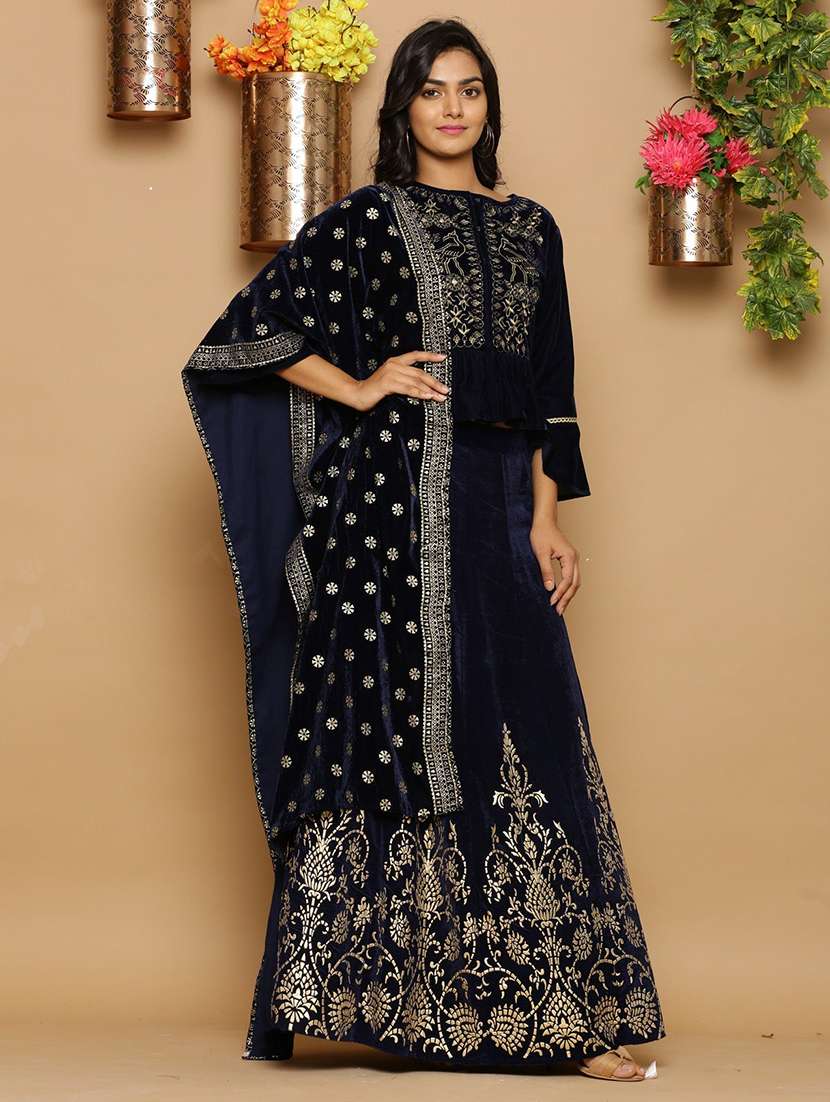 women embroidered round neck lehenga choli set - 22511301 -  Standard Image - 2