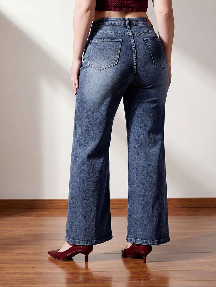 women washed high rise wide leg jeans - 22511322 -  Standard Image - 2