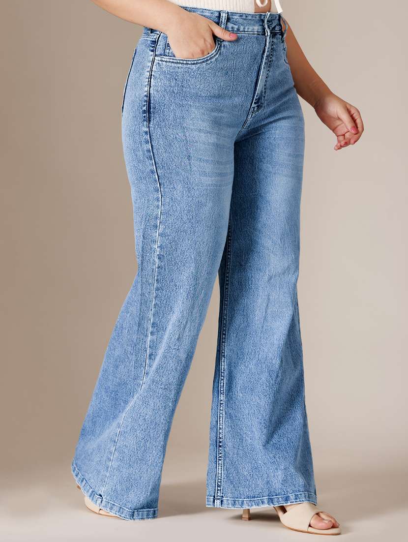 women washed high rise wide leg jeans - 22511332 -  Standard Image - 2