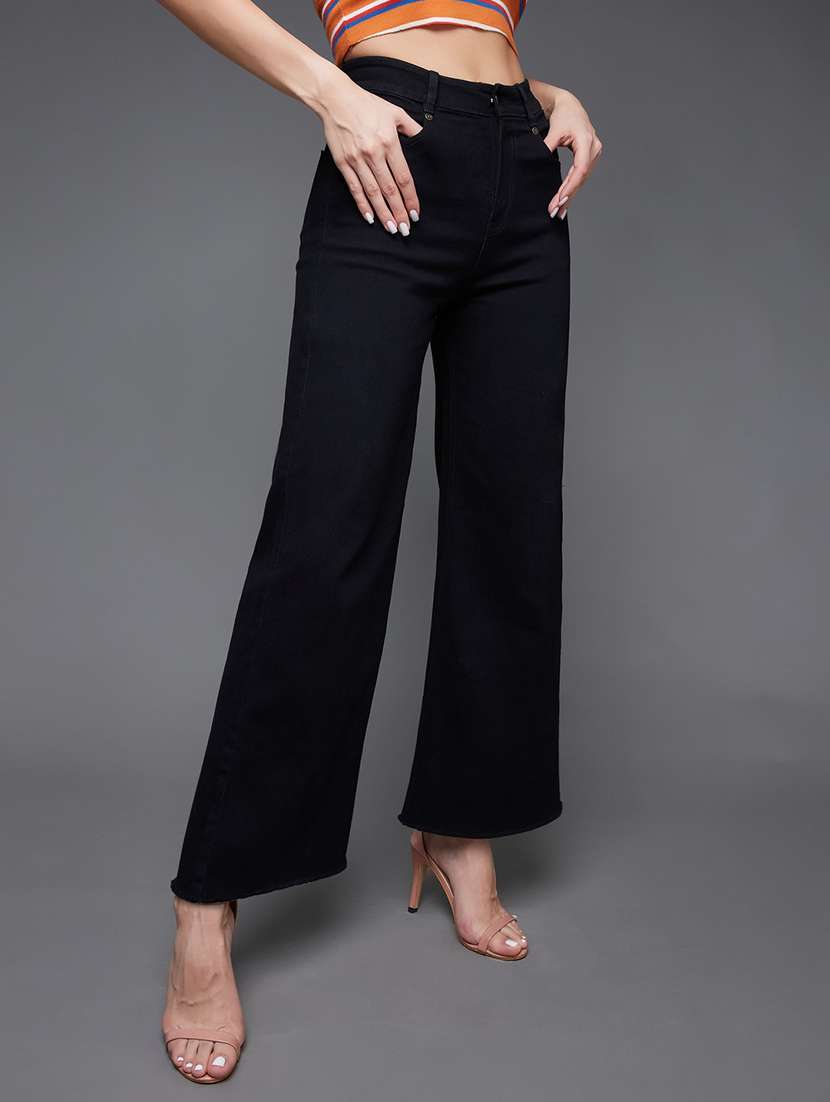 women solid high rise wide leg jeans - 22511355 -  Standard Image - 2