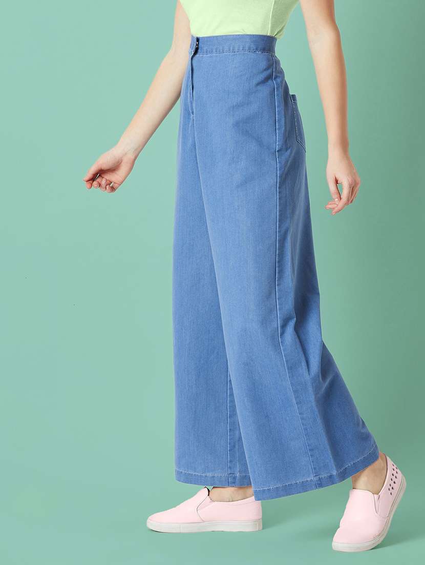 women solid high rise wide leg jeans - 22511359 -  Standard Image - 2