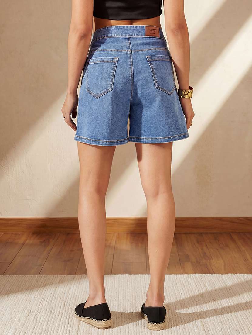 Women Washed High Rise Shorts - 22511378 -  Standard Image - 2