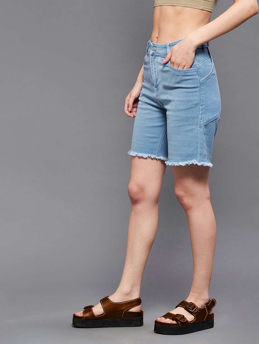 women solid high rise regular shorts - 22511382 -  Standard Image - 2