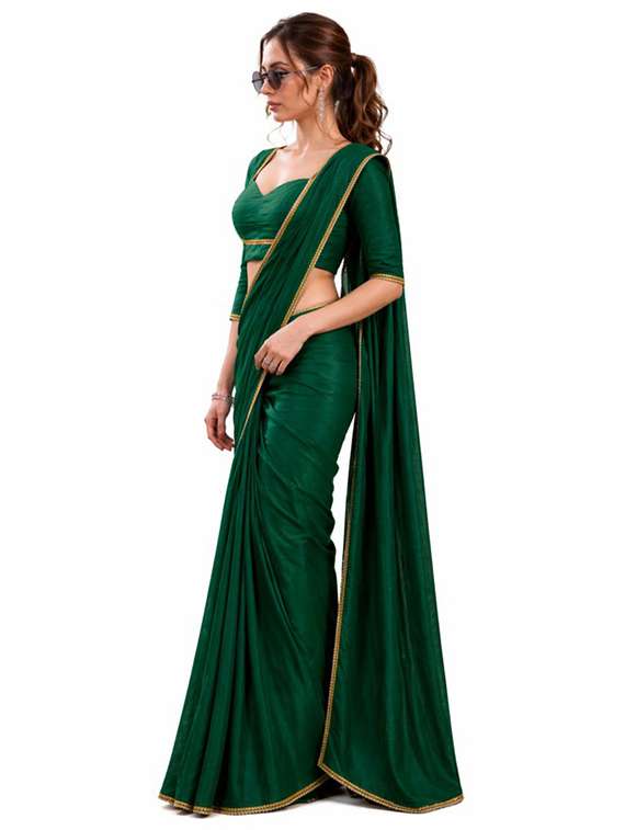 women solid with embellished bordered saree with blouse - 22511405 -  Standard Image - 2