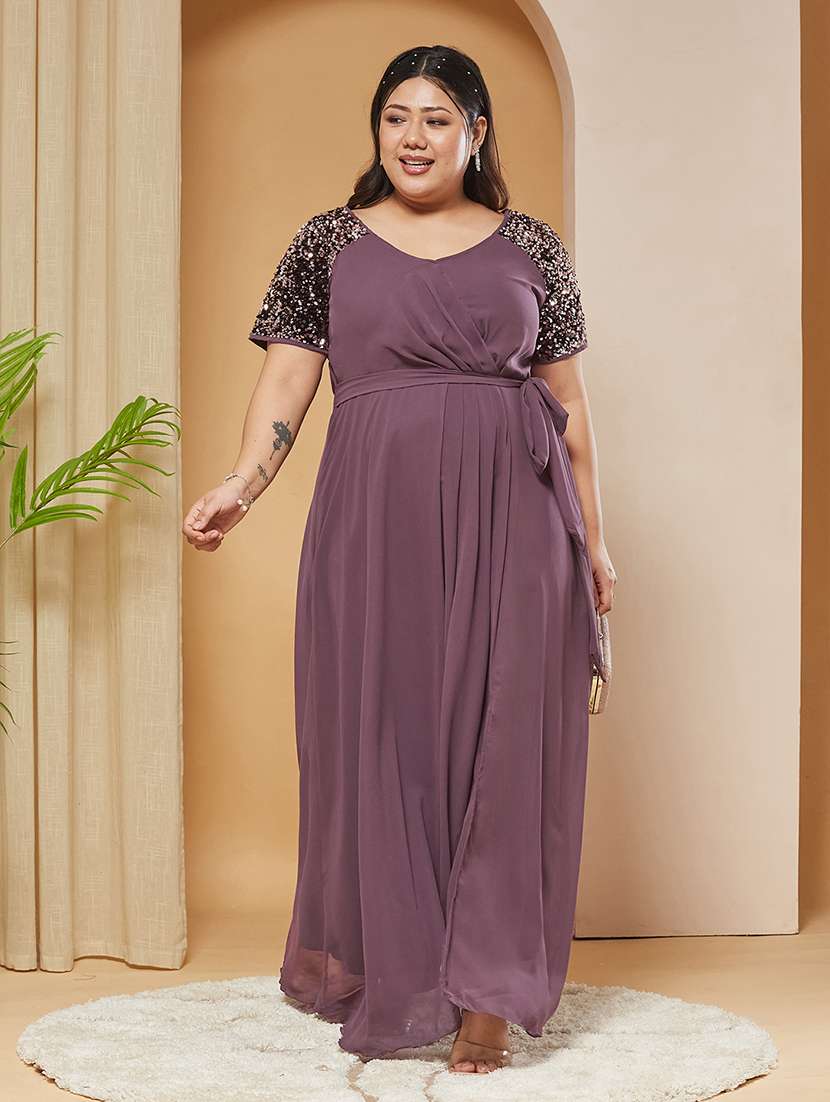 women sequined v neck fit and flare dress