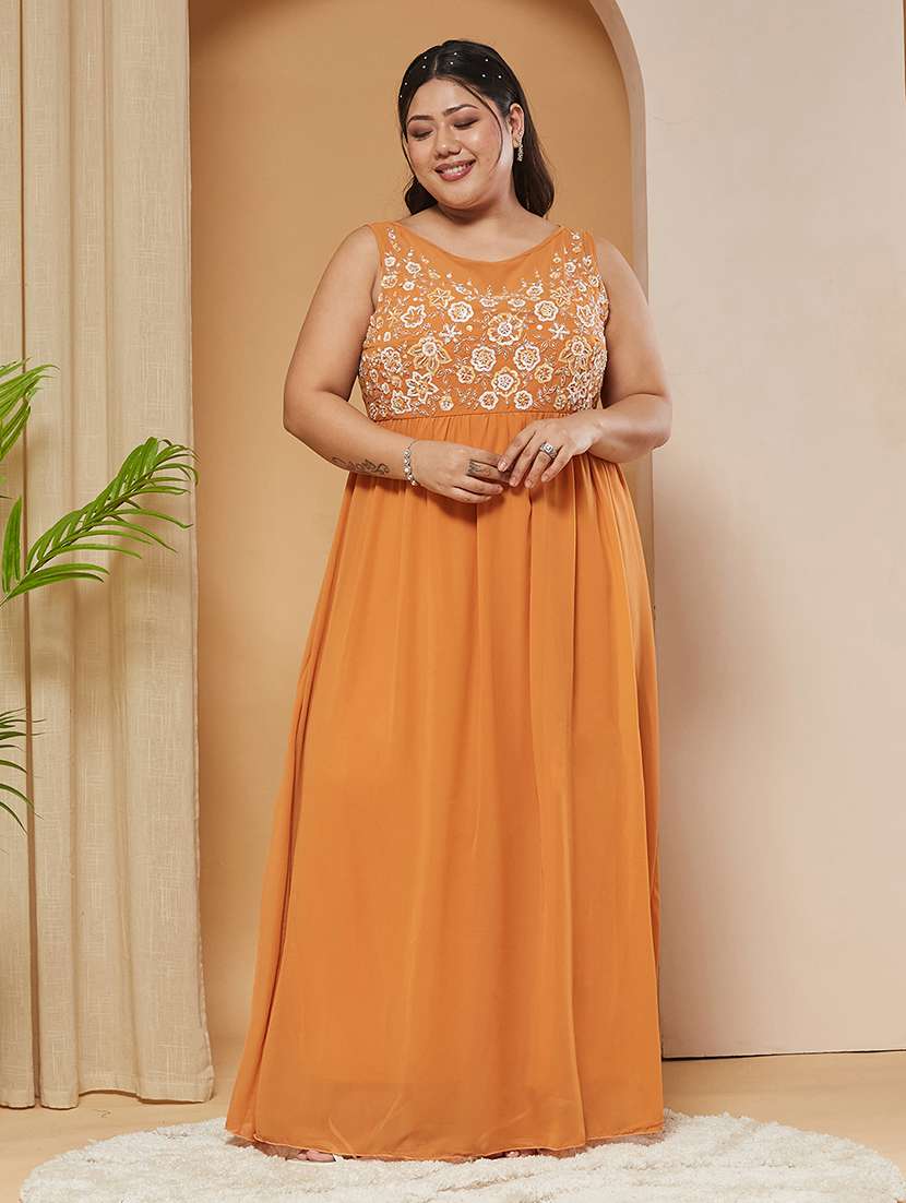 Women Embroidered Round Neck Gown - 22511479 -  Standard Image - 2