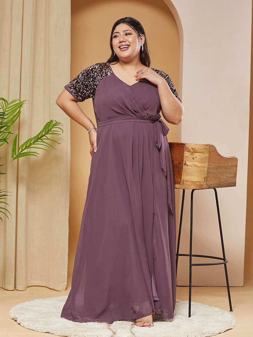 women sequined v neck fit and flare dress