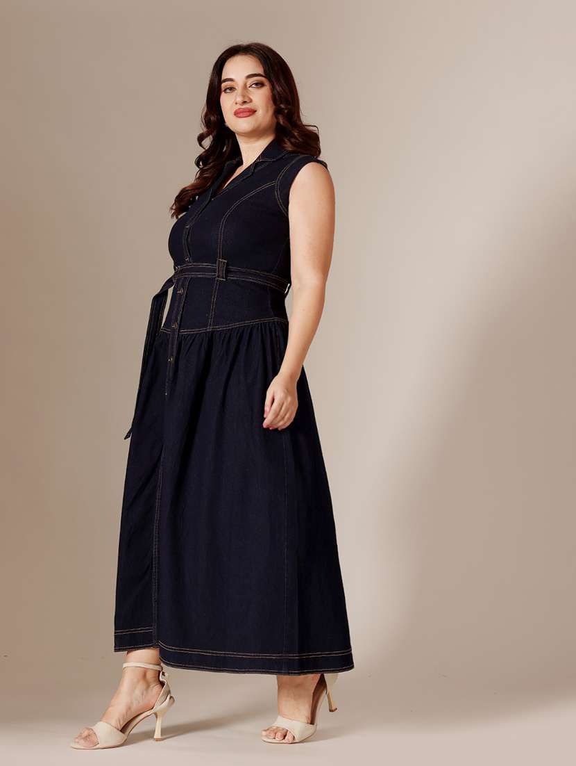 women solid sleeveless a-line dress - 22511548 -  Standard Image - 2