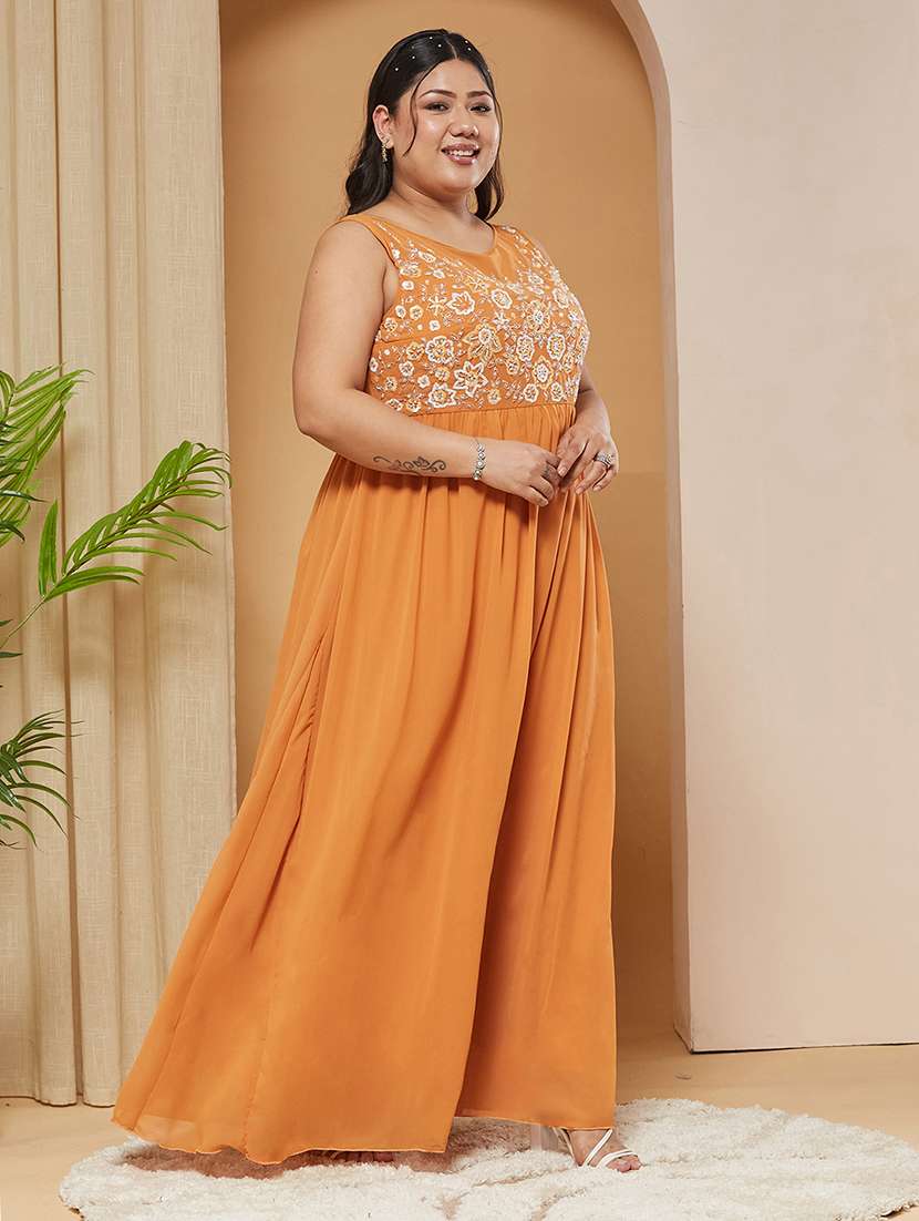 women embroidered round neck gown - 22511562 -  Standard Image - 2