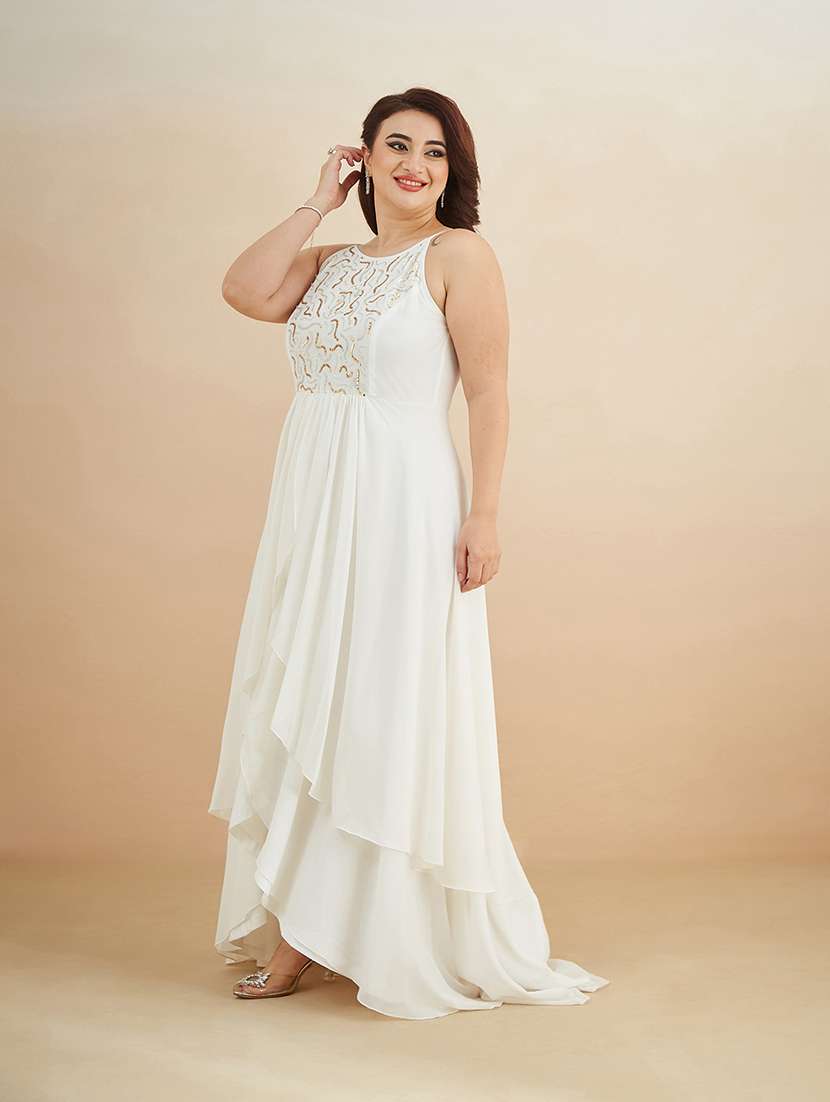 women sequined halter neck layered maxi dress - 22511569 -  Standard Image - 2