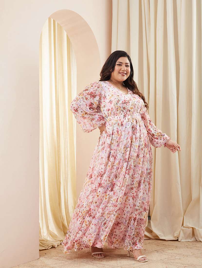 Women Printed V Neck Fit And Flare Dress - 22511606 -  Standard Image - 2