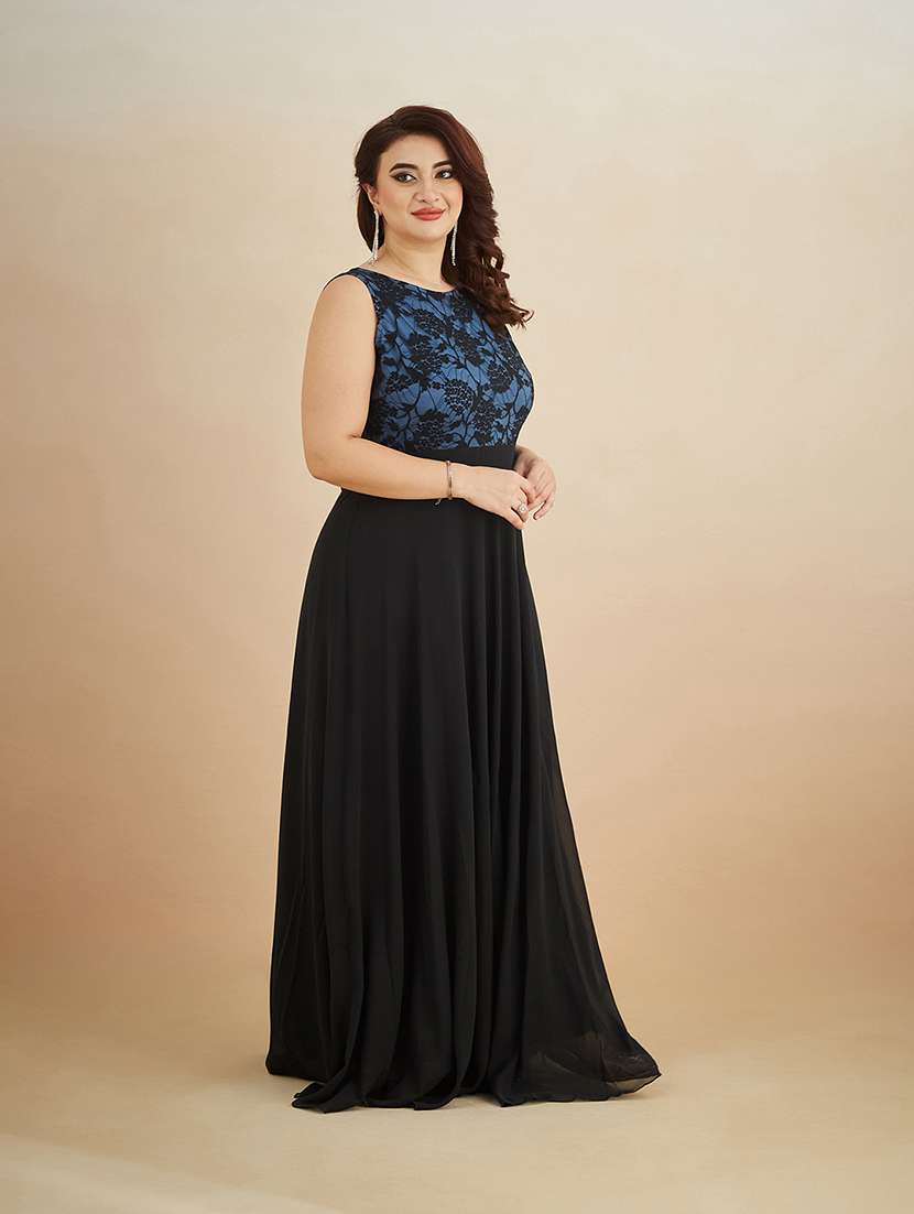 women self design sleeveless gown - 22511622 -  Standard Image - 2