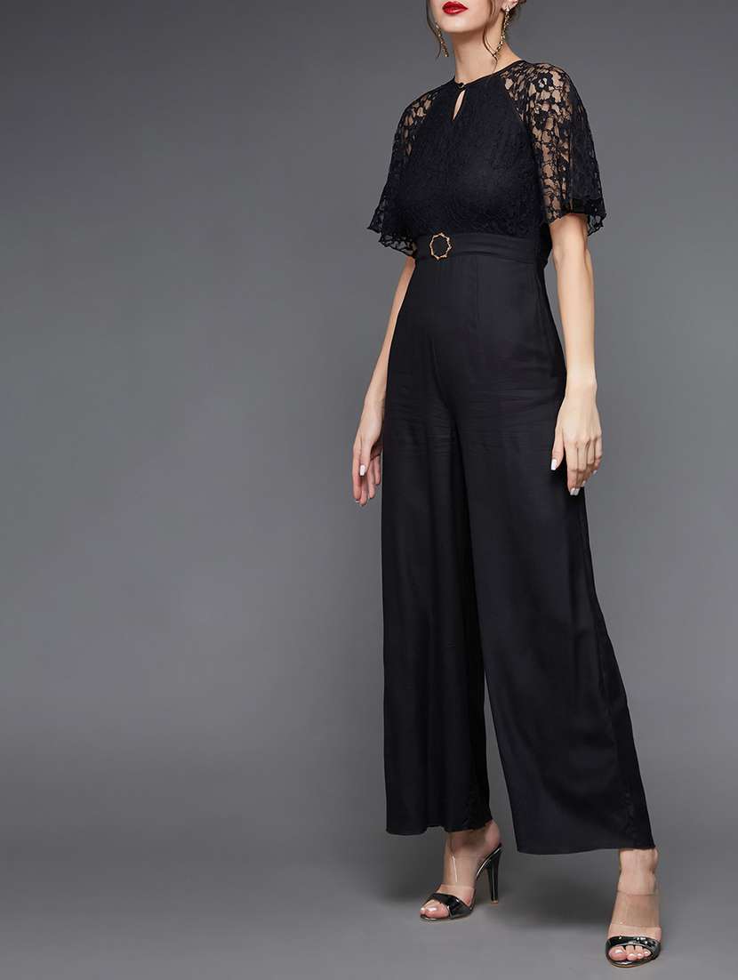 Women Self Design Keyhole Neck Full Leg Jumpsuit - 22511639 -  Standard Image - 2