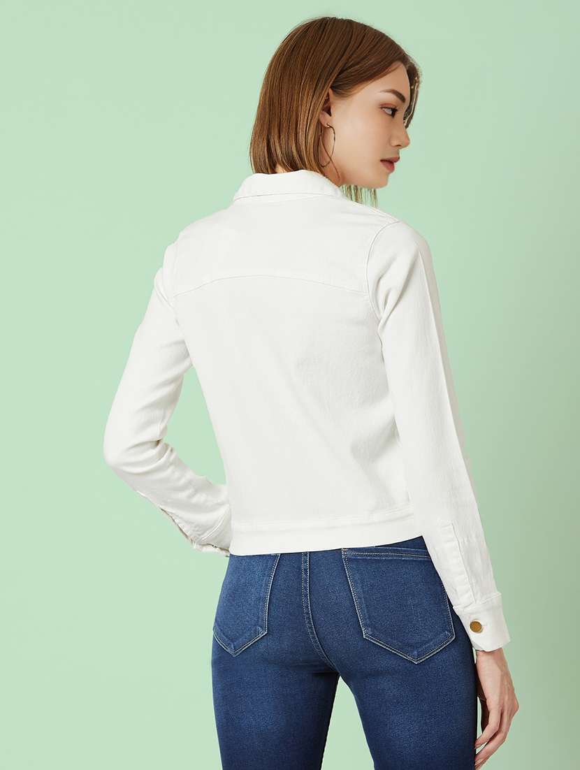 women solid long sleeves denim jacket - 22511645 -  Standard Image - 2