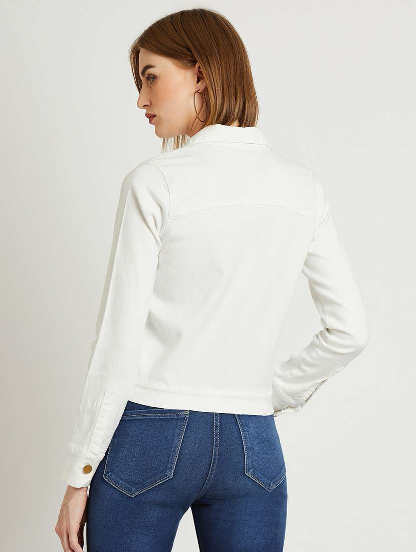 women solid long sleeves denim jacket - 22511646 -  Standard Image - 2