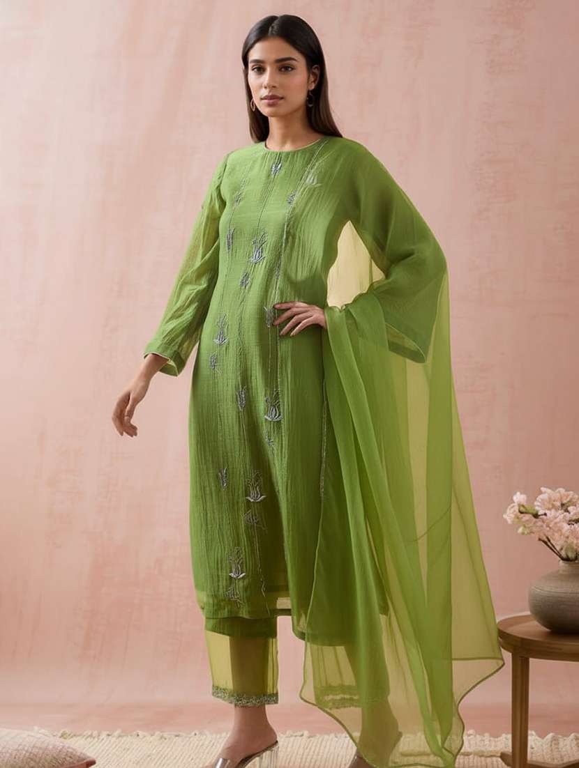 women embroidered bell sleeve kurta pant with dupatta set - 22511765 -  Standard Image - 2