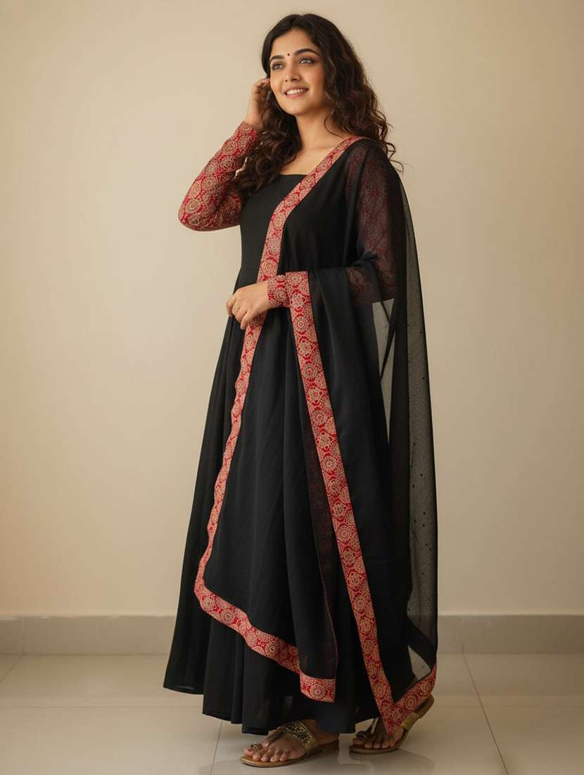 women placement print long sleeve kurta dupatta set - 22511768 -  Standard Image - 2