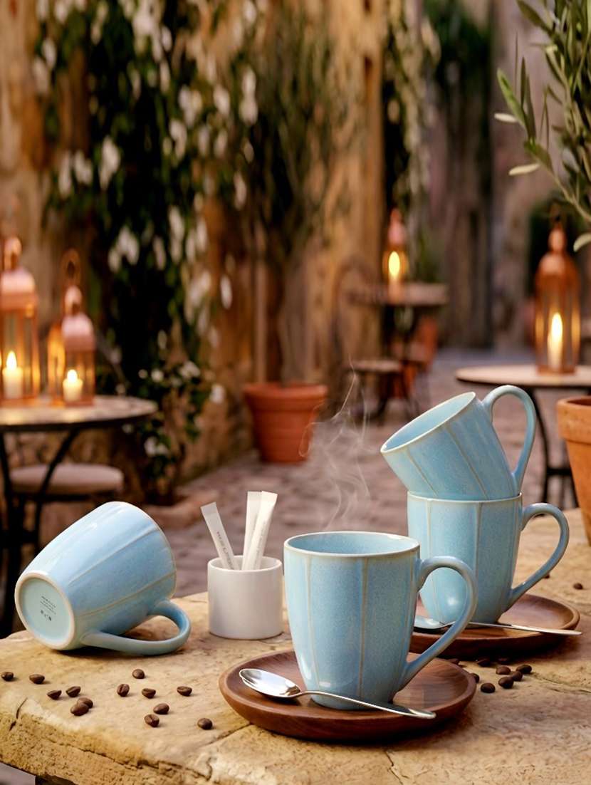 moody panda elegant collection | mug set of 4 | coffee mug | milk mug | porcelain mugs | 300ml | large | blue mugs - 22511780 -  Standard Image - 2