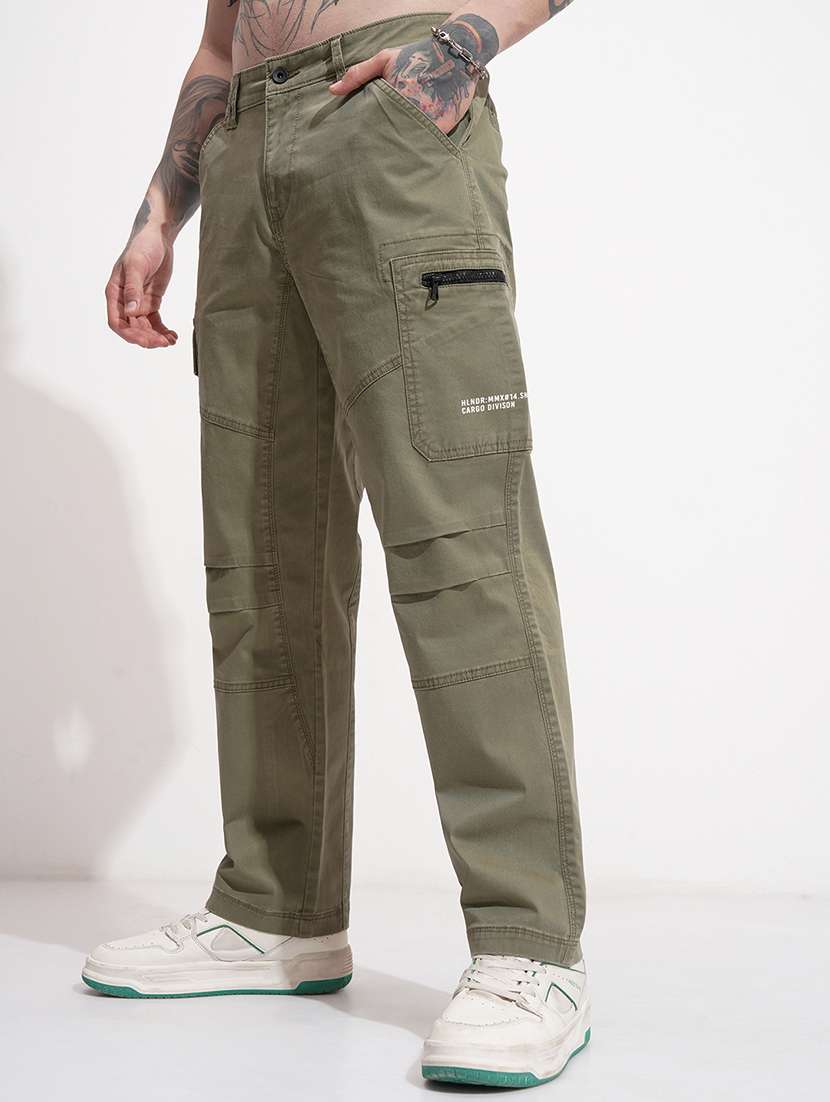 Men Solid Mid Rise Regular Fit Cargo - 22511797 -  Standard Image - 2