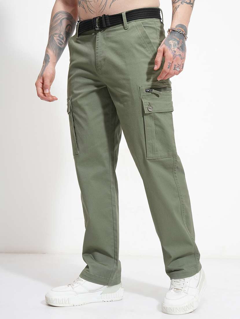 men solid mid rise regular fit cargo  - 22511811 -  Standard Image - 2