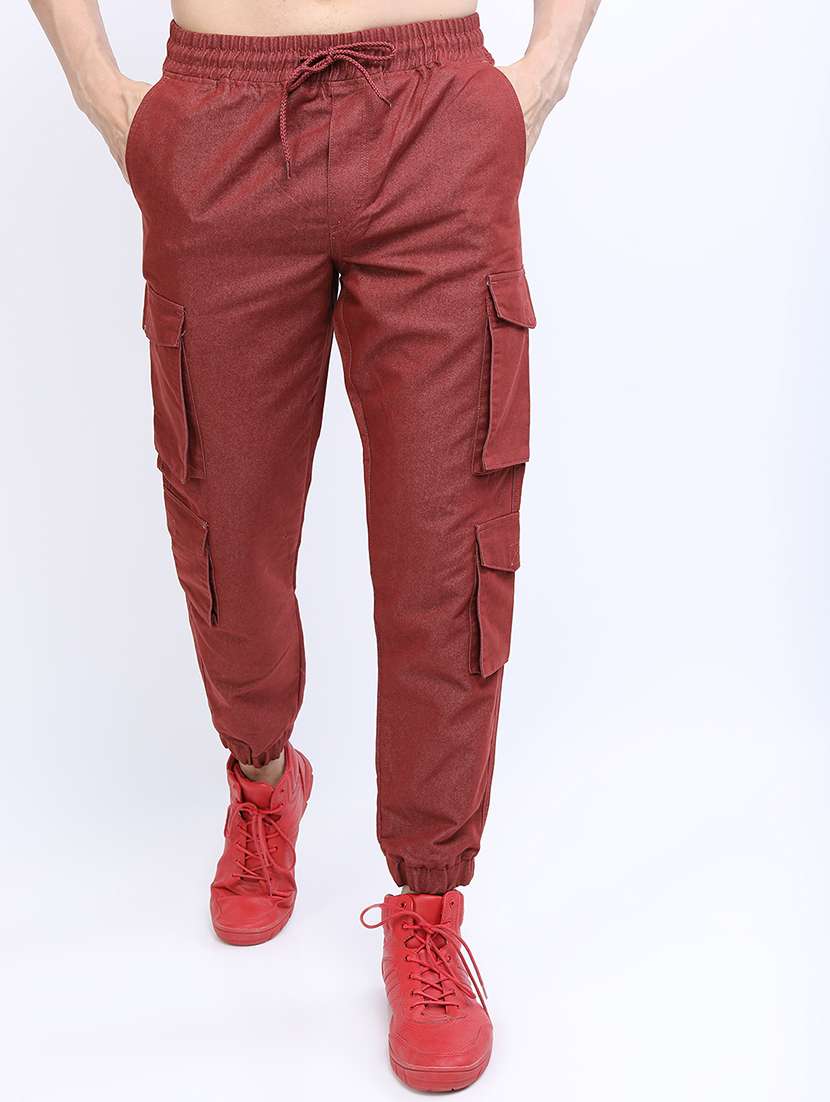 men solid mid rise regular fit jogger