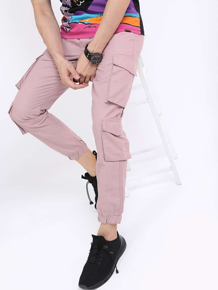 men solid mid rise regular fit jogger