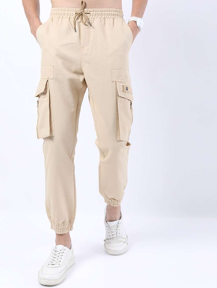 men solid mid rise regular fit jogger