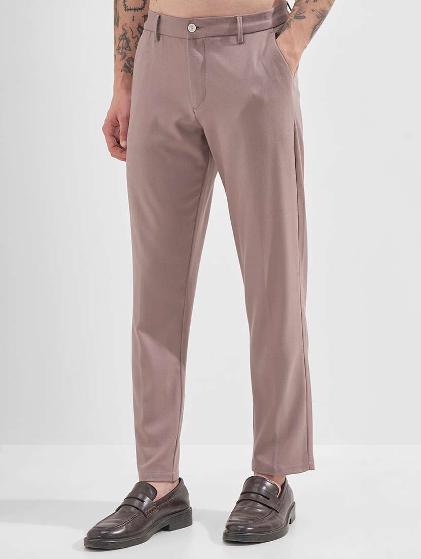 men solid mid rise flat front formal trouser - 22511881 -  Standard Image - 2