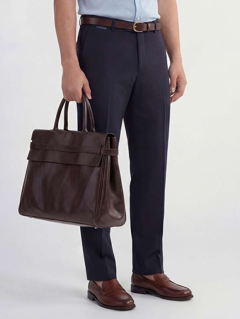 men solid mid rise flat front formal trouser - 22511882 -  Standard Image - 2