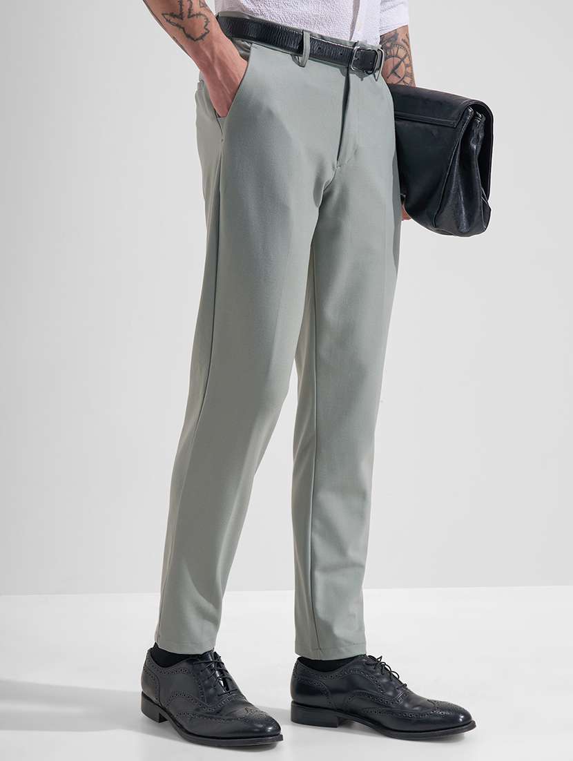 men solid mid rise flat front formal trouser - 22511883 -  Standard Image - 2