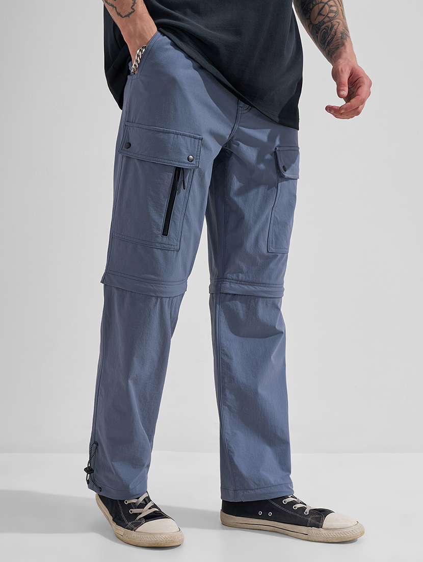 Men Solid Mid Rise Relaxed Fit Cargo - 22511887 -  Standard Image - 2
