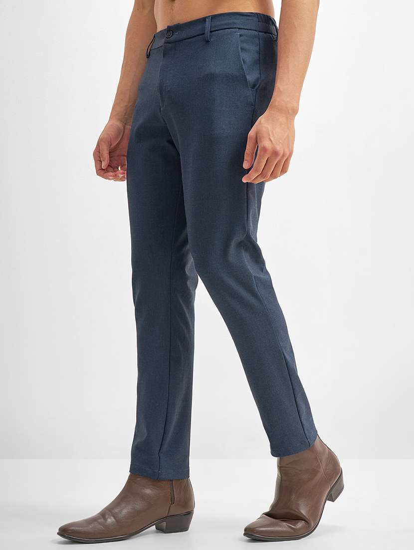 men solid mid rise flat front formal trouser - 22511888 -  Standard Image - 2