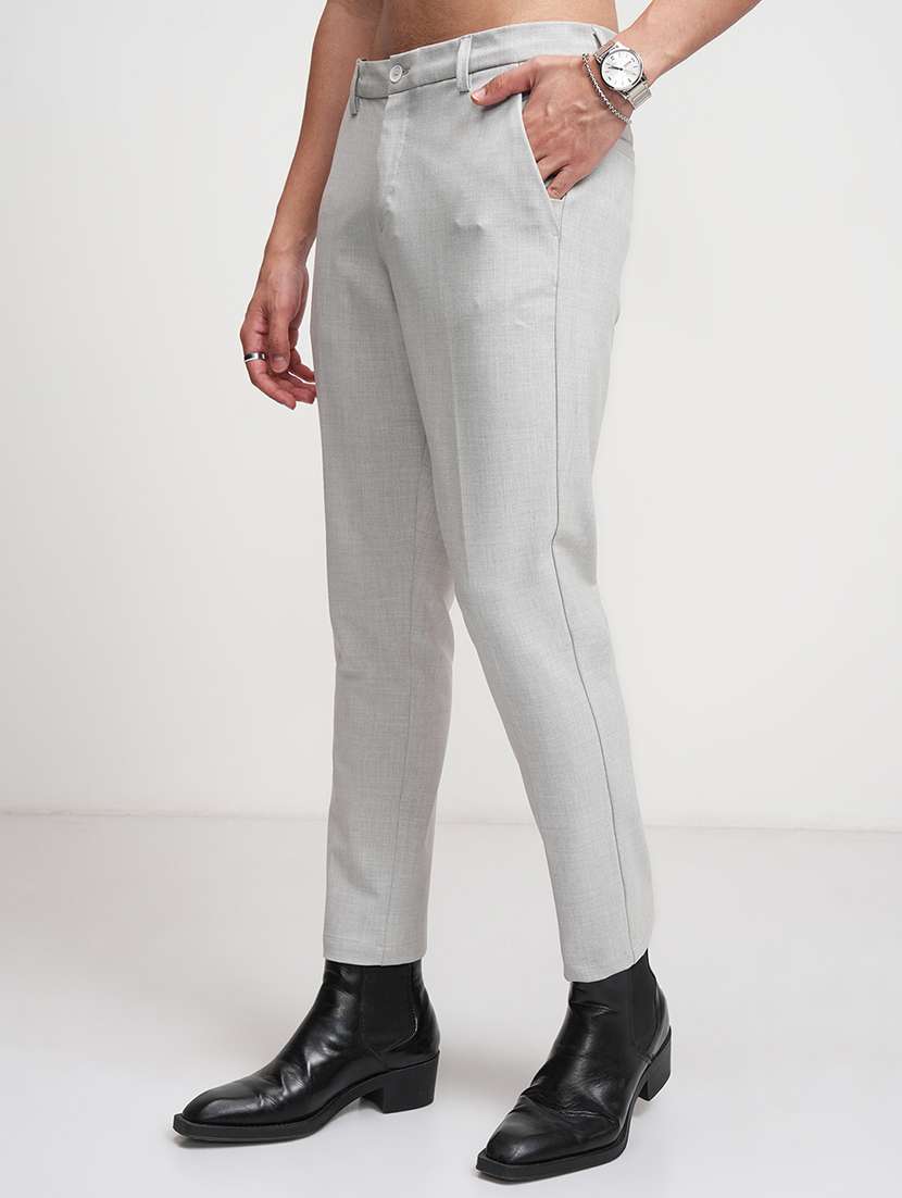 men solid mid rise flat front formal trouser - 22511891 -  Standard Image - 2