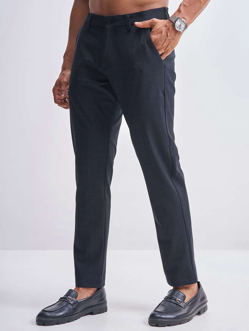men checkered mid rise flat front formal trouser - 22511895 -  Standard Image - 2