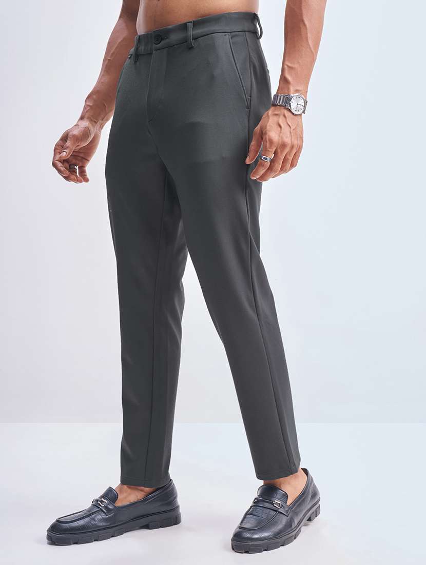 men solid mid rise flat front formal trouser - 22511897 -  Standard Image - 2