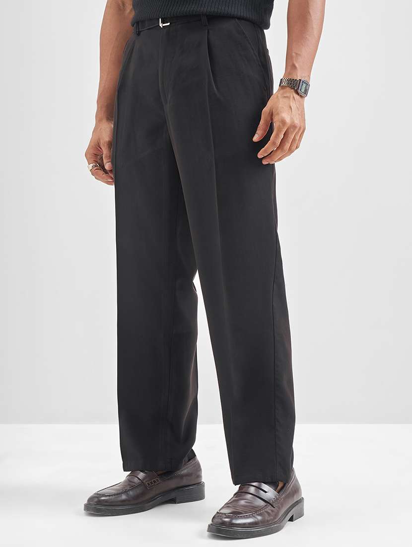 men solid mid rise pleated formal trouser - 22511901 -  Standard Image - 2