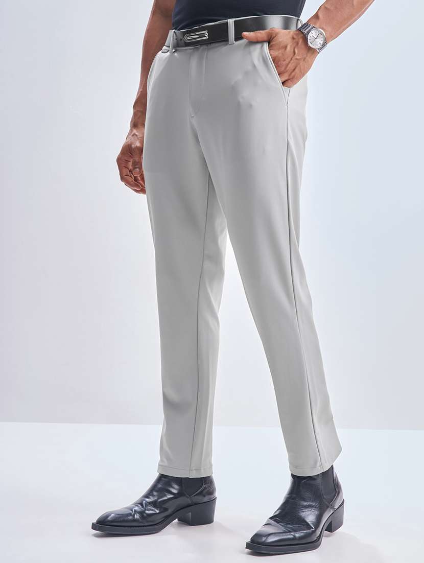 men solid mid rise flat front formal trouser - 22511905 -  Standard Image - 2