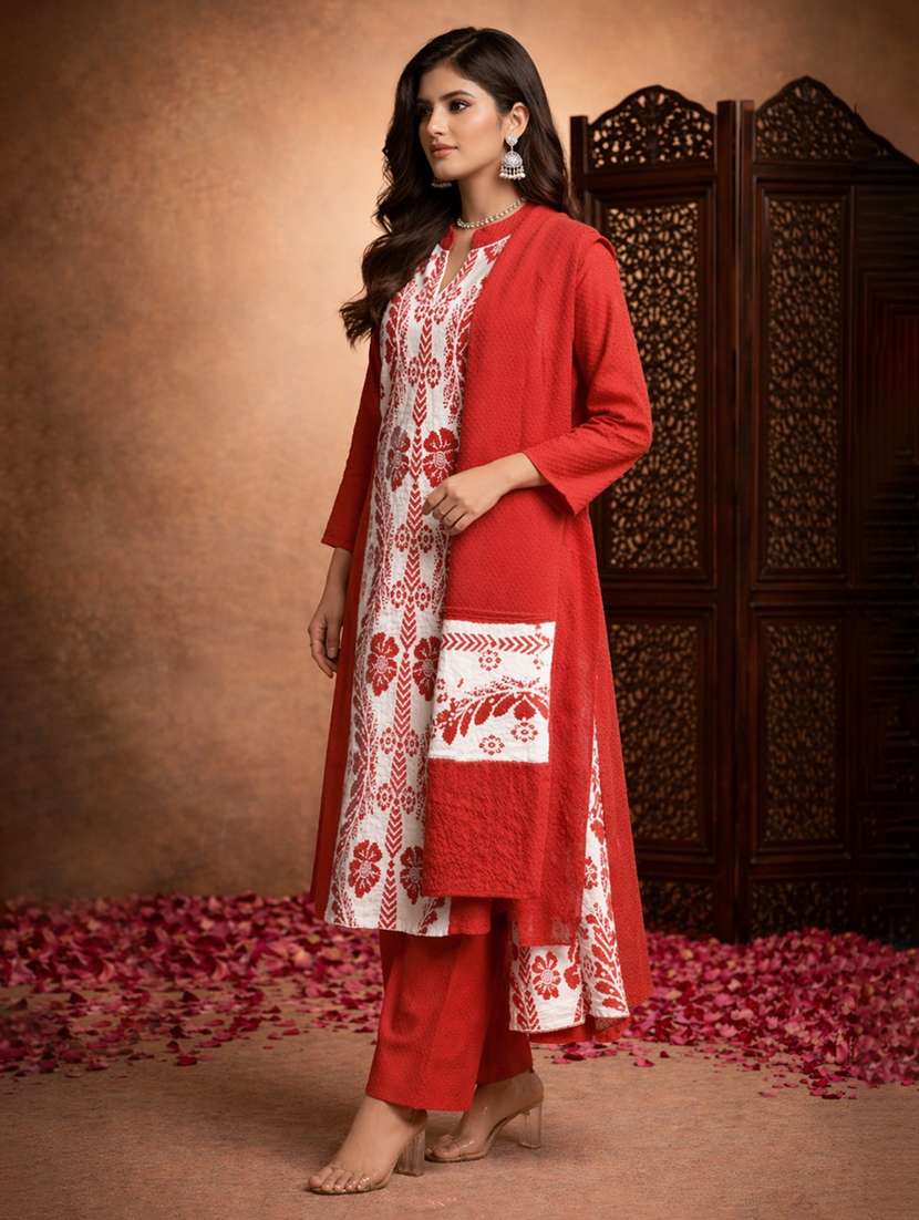 women self design long sleeve kurta pant with dupatta set - 22511934 -  Standard Image - 2