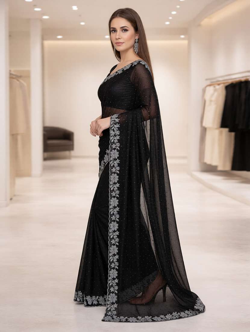 women solid with work embellished saree with blouse - 22512093 -  Standard Image - 2